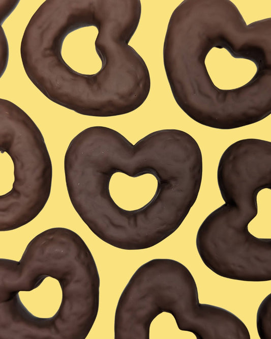 Chocolate Dip Heart Donuts